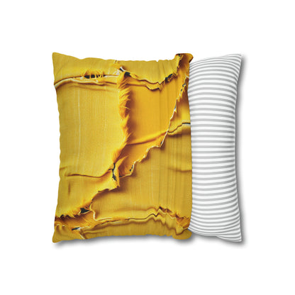 Banana Yellow Lemon: Bold Distressed, Denim-Inspired Fabric - Spun Polyester Square Pillow Case