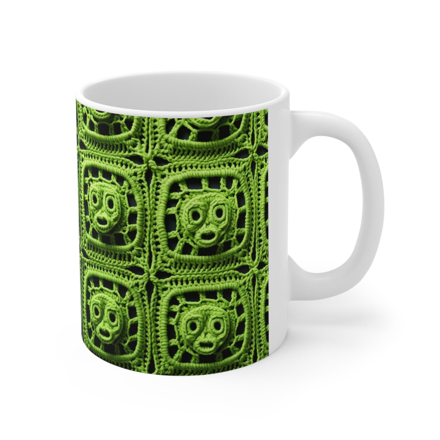 Halloween Green Alien Crochet Galactic Space Zombie Style - Taza de cerámica 11oz 