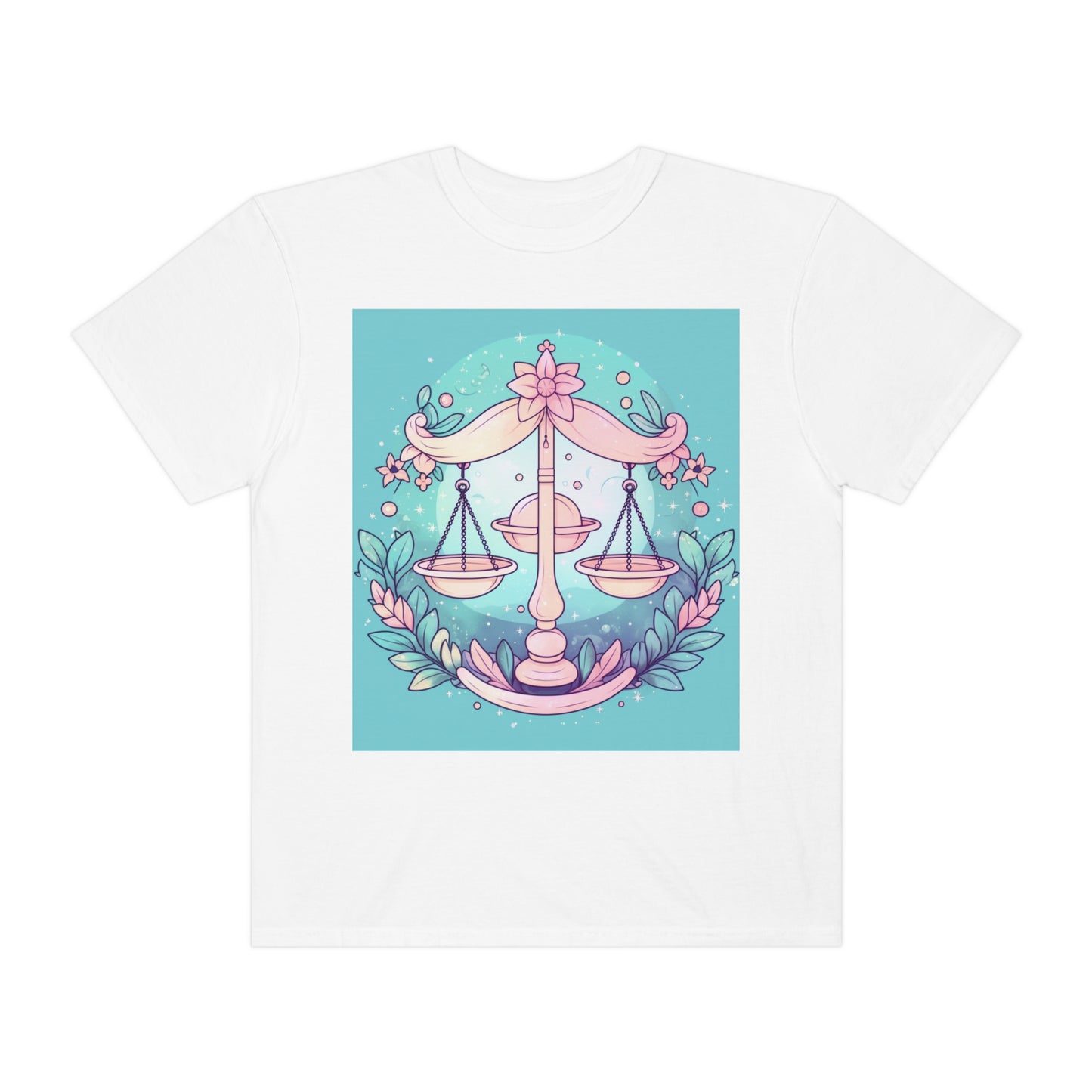 Libra Astrology - Soft Lighting & Pastel Zodiac Sign Symbol - Unisex Garment-Dyed T-shirt