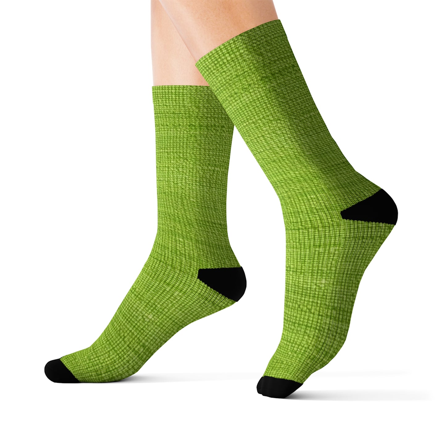 Lush Grass Neon Green: Denim-Inspired, Springtime Fabric Style - Sublimation Socks