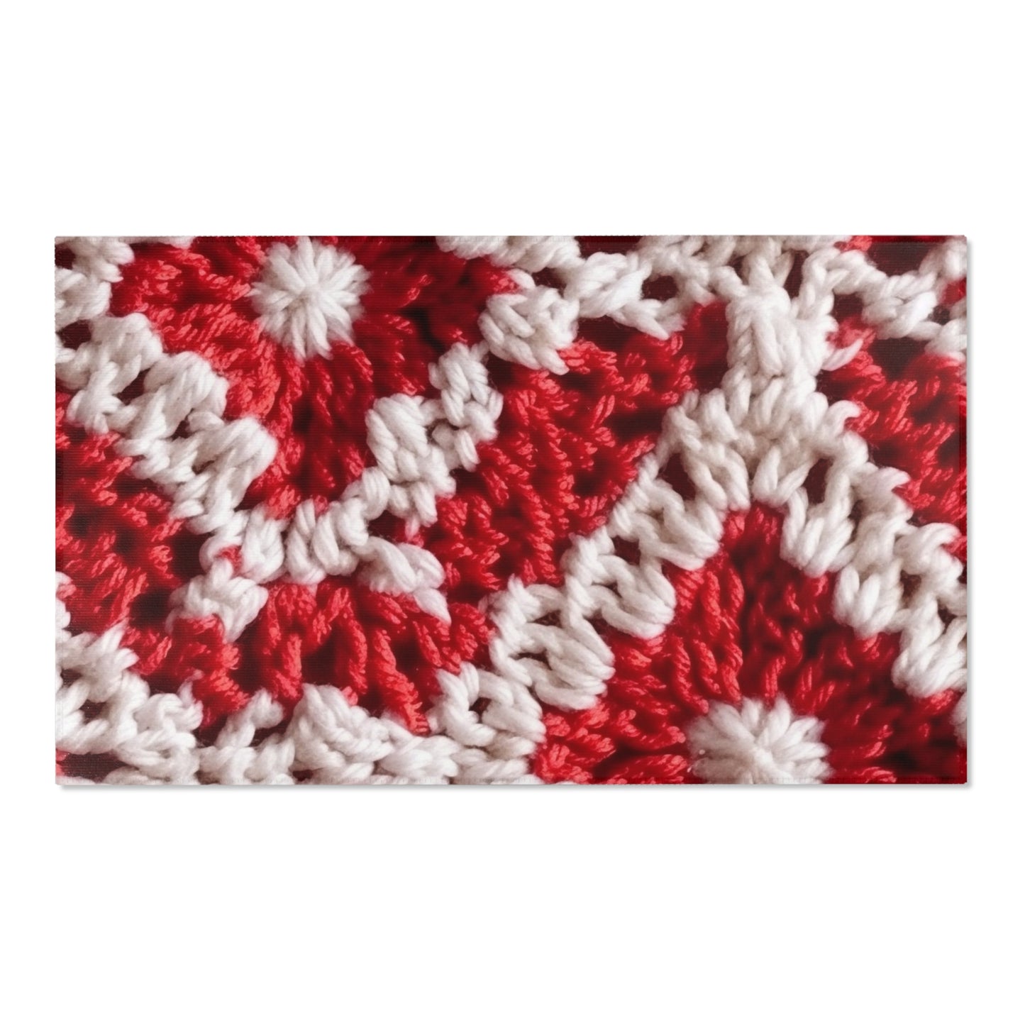 Cálido tejido de crochet rojo y blanco de invierno: diseño de textura elegante y cinematográfico - Alfombras