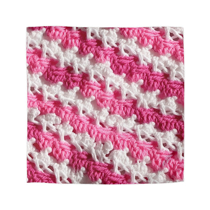 Hot Pink & White Knit, Vibrant Yarn Blend, Modern Chic Texture - Microfiber Duvet Cover