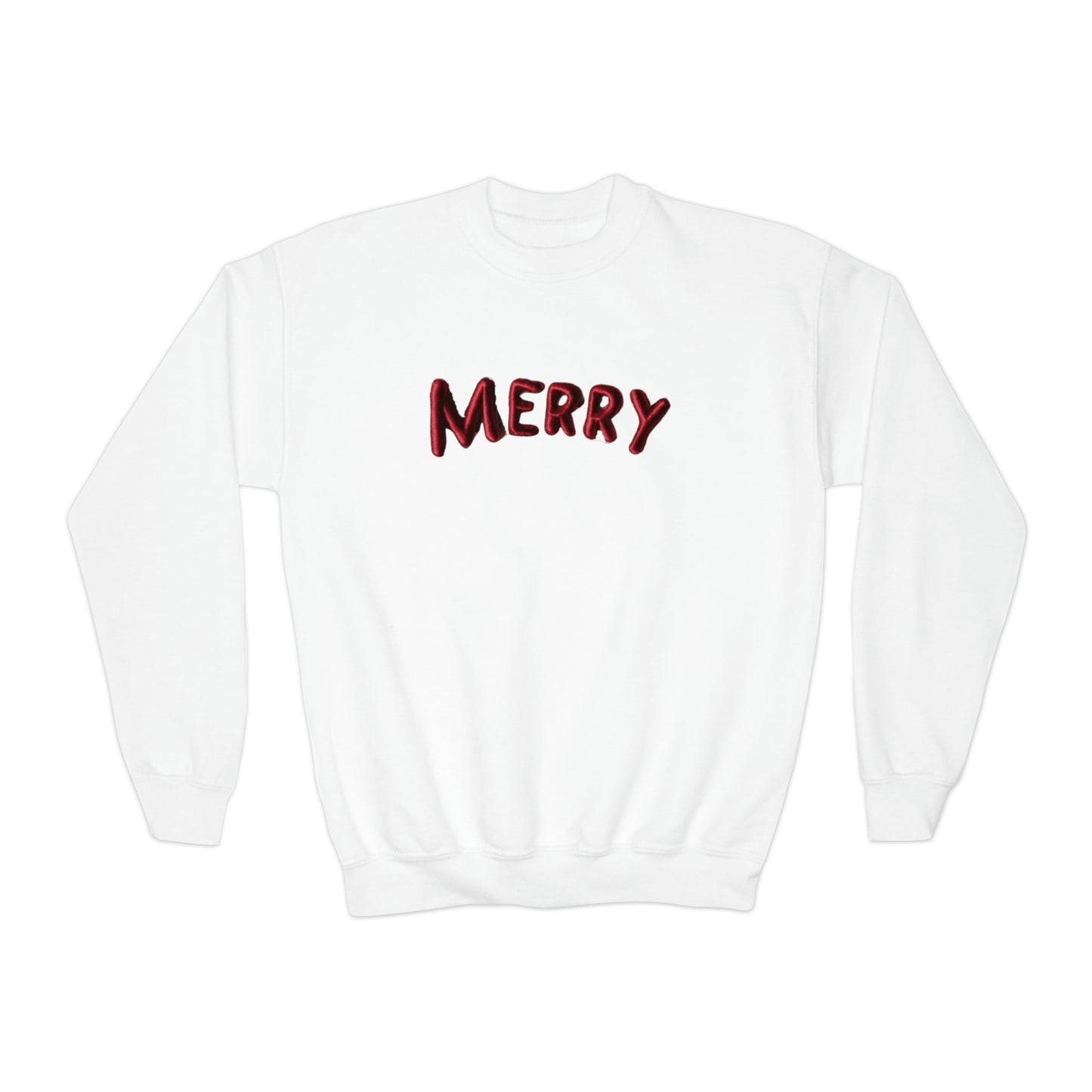 Merry Chenille Patch - Christmas Design - Youth Crewneck Sweatshirt