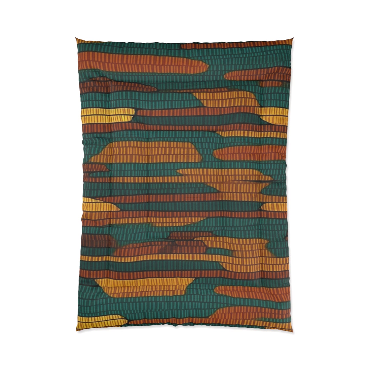 Teal & Dark Yellow Maya 1990's Style Textile Pattern - Intricate, Texture-Rich Art - Comforter