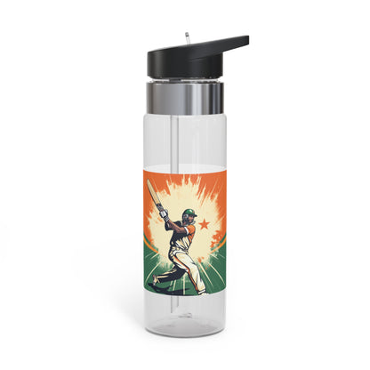 India Cricket Star: Batsman With Willow Bat, National Flag Style - Sport Game - Kensington Tritan™ Sport Bottle, 20oz