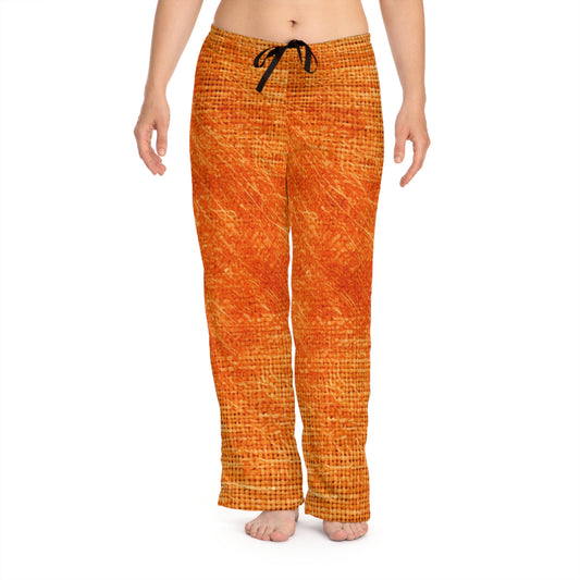 Naranja quemado/óxido: tela de color otoñal inspirada en la mezclilla - Pantalones de pijama para mujer (AOP) 