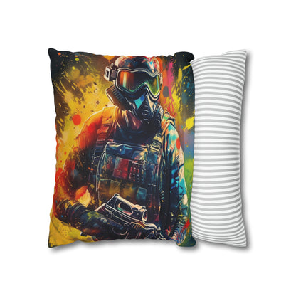 Paintball Game Sport: Professional Action Shot Target Player - Spun Polyester Square Pillow Case