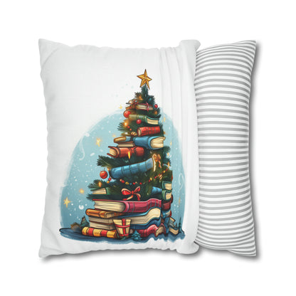 Book Lover Christmas Tree, Gift For Readers - Spun Polyester Square Pillow Case