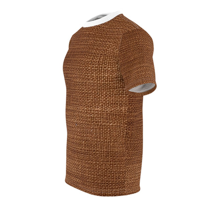 Luxe Dark Brown: Denim-Inspired, Distinctively Textured Fabric - Unisex Cut & Sew Tee (AOP)