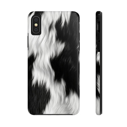 Cowhide on Hair Leather - Black and White - Designer Style - Tough Phone Cases