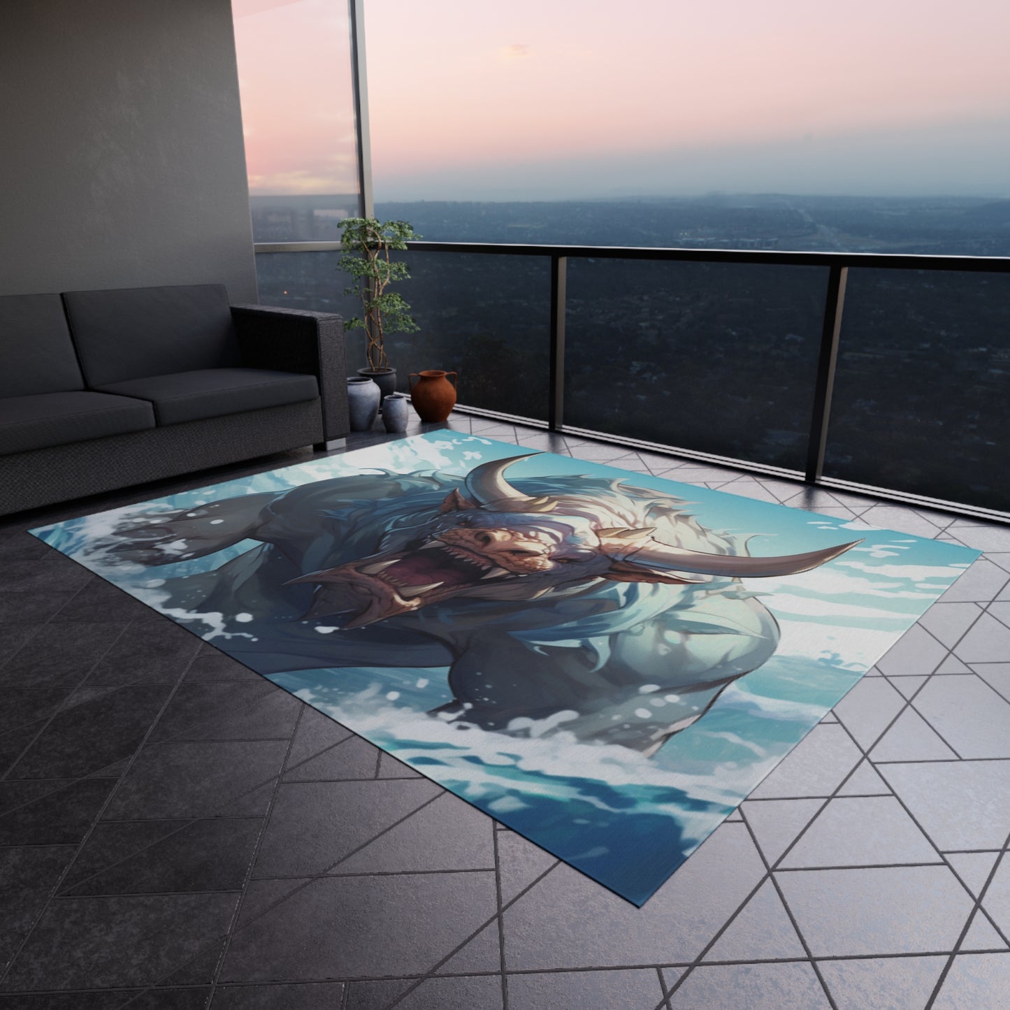 Bull Shark Fusion: Water Fantasy - Hybrid Ocean Marine Animal - Outdoor Rug