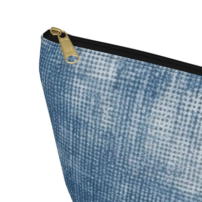 Faded Blue Washed-Out: Denim-Inspired, Style Fabric - Accessory Pouch w T-bottom