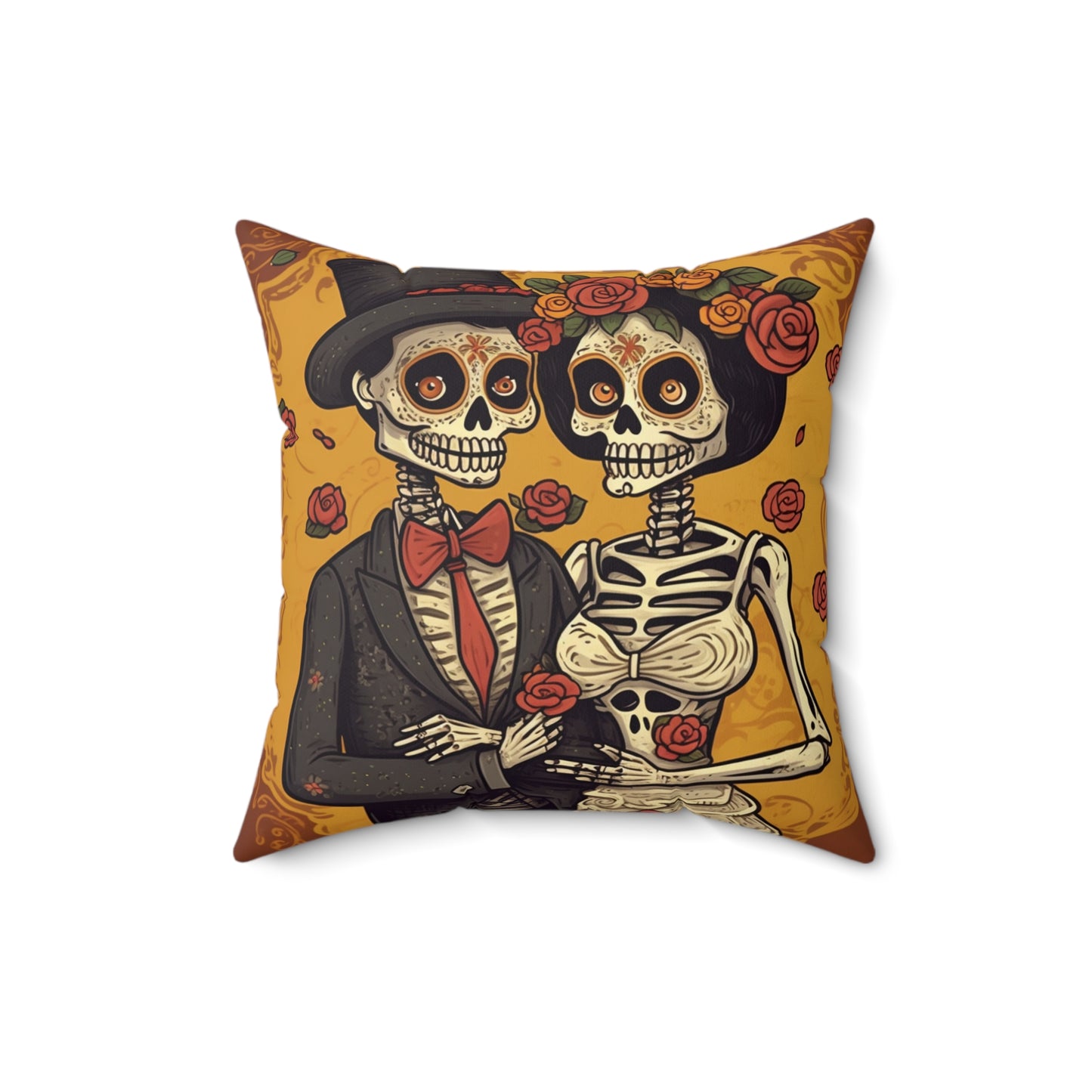 Halloween Wedding Marriage, Bride & Groom - Forever Soulmates - Spun Polyester Square Pillow