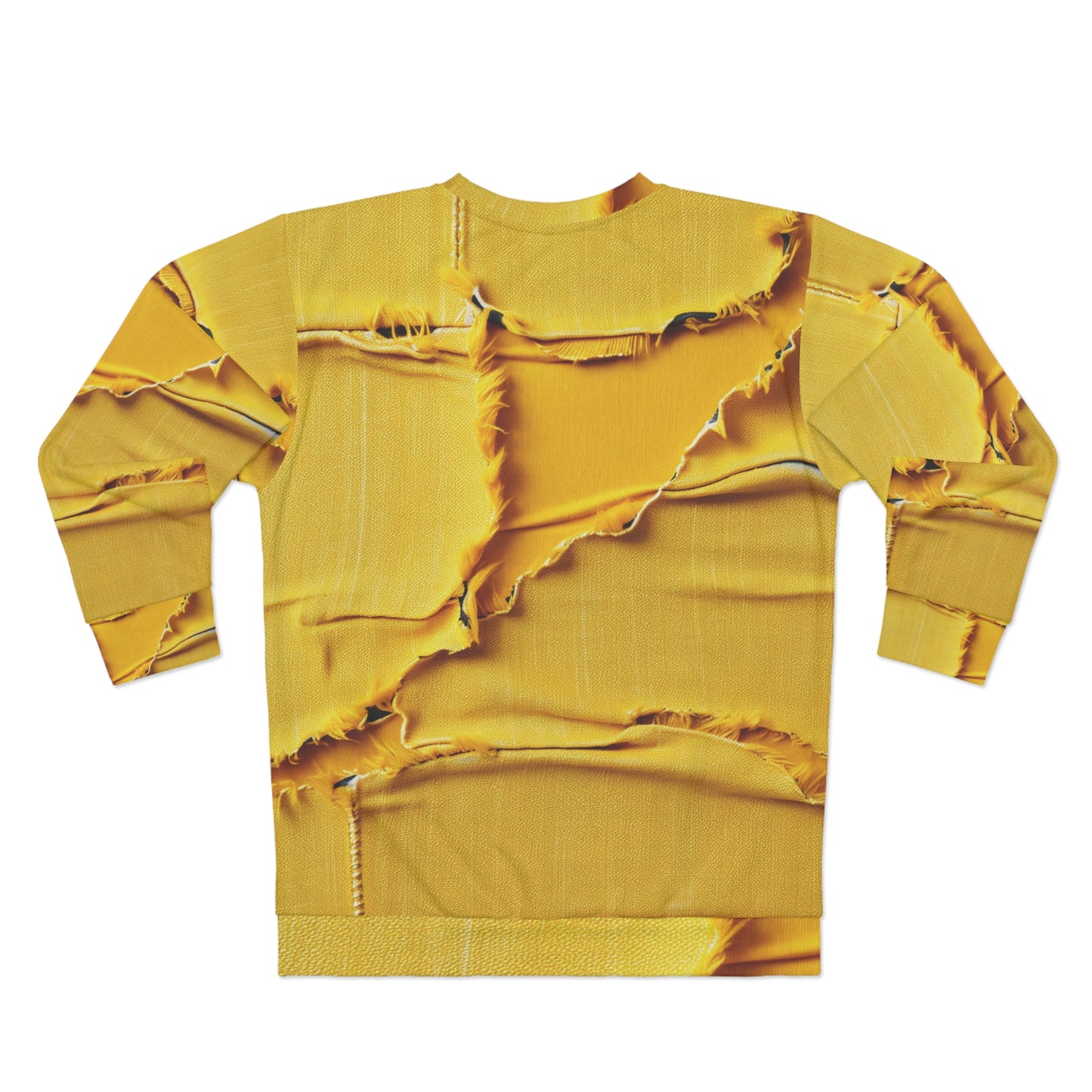 Banana Yellow Lemon: Bold Distressed, Denim-Inspired Fabric - Unisex Sweatshirt (AOP)