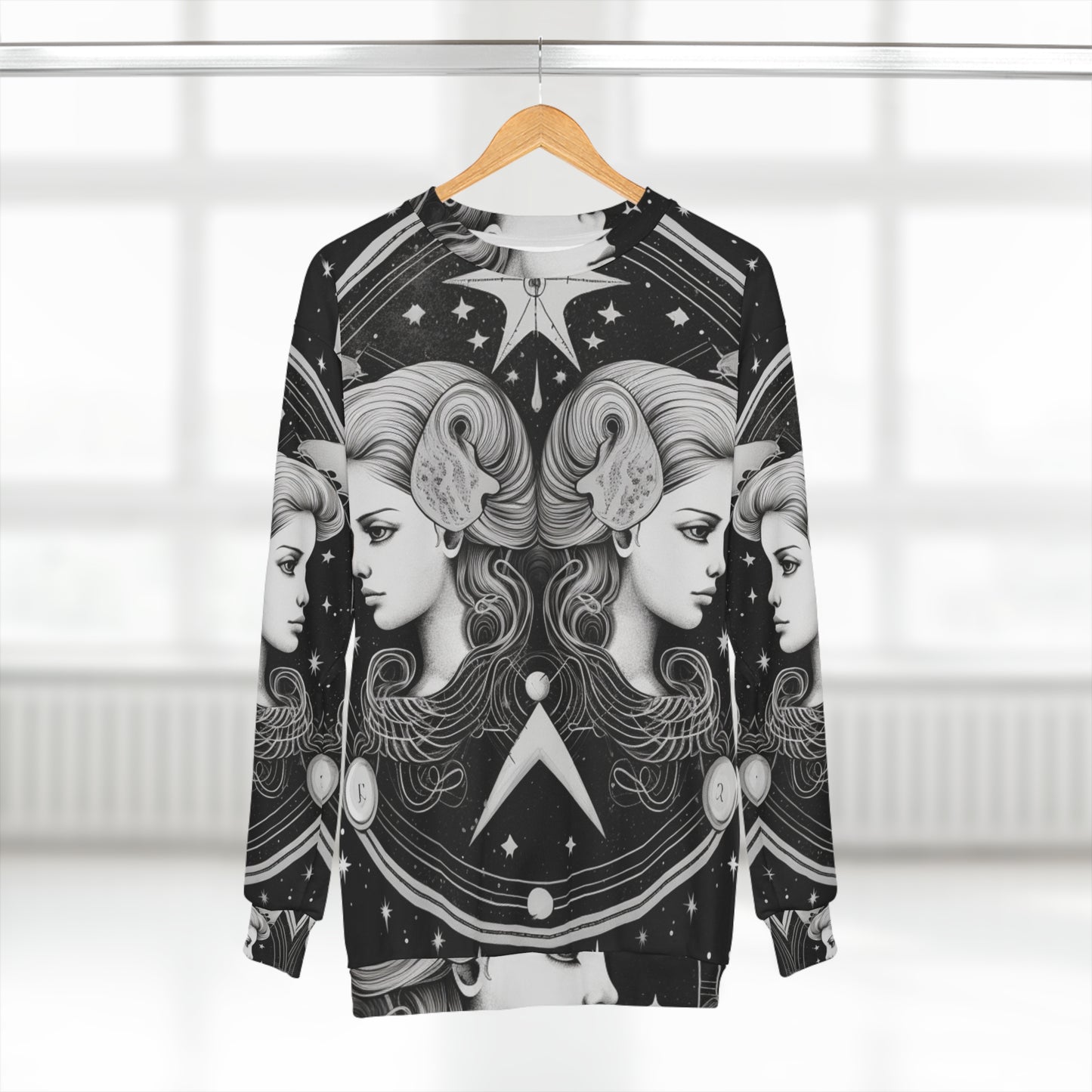 Gemini Zodiac Twins Design - Celestial Astrology Theme - Unisex Sweatshirt (AOP)