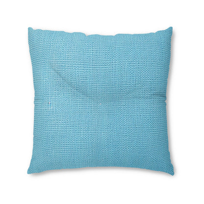 Bright Aqua Teal: Denim-Inspired Refreshing Blue Summer Fabric - Tufted Floor Pillow, Square