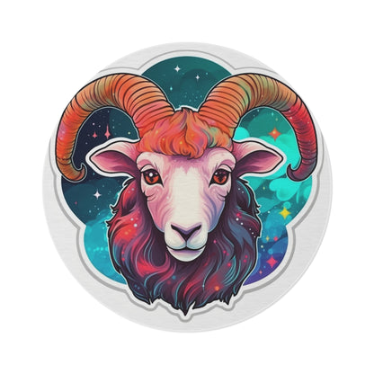 Signo del zodiaco Aries - Símbolo de astrología cósmica de colores vivos y brillantes - Alfombra redonda