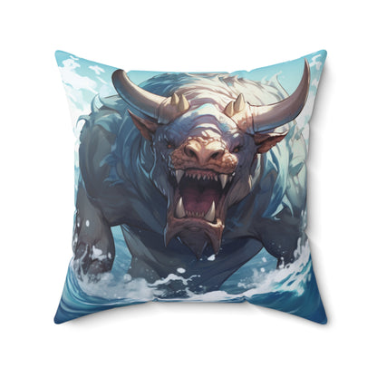 Bull Shark Fusion: Water Fantasy - Hybrid Ocean Marine Animal - Spun Polyester Square Pillow