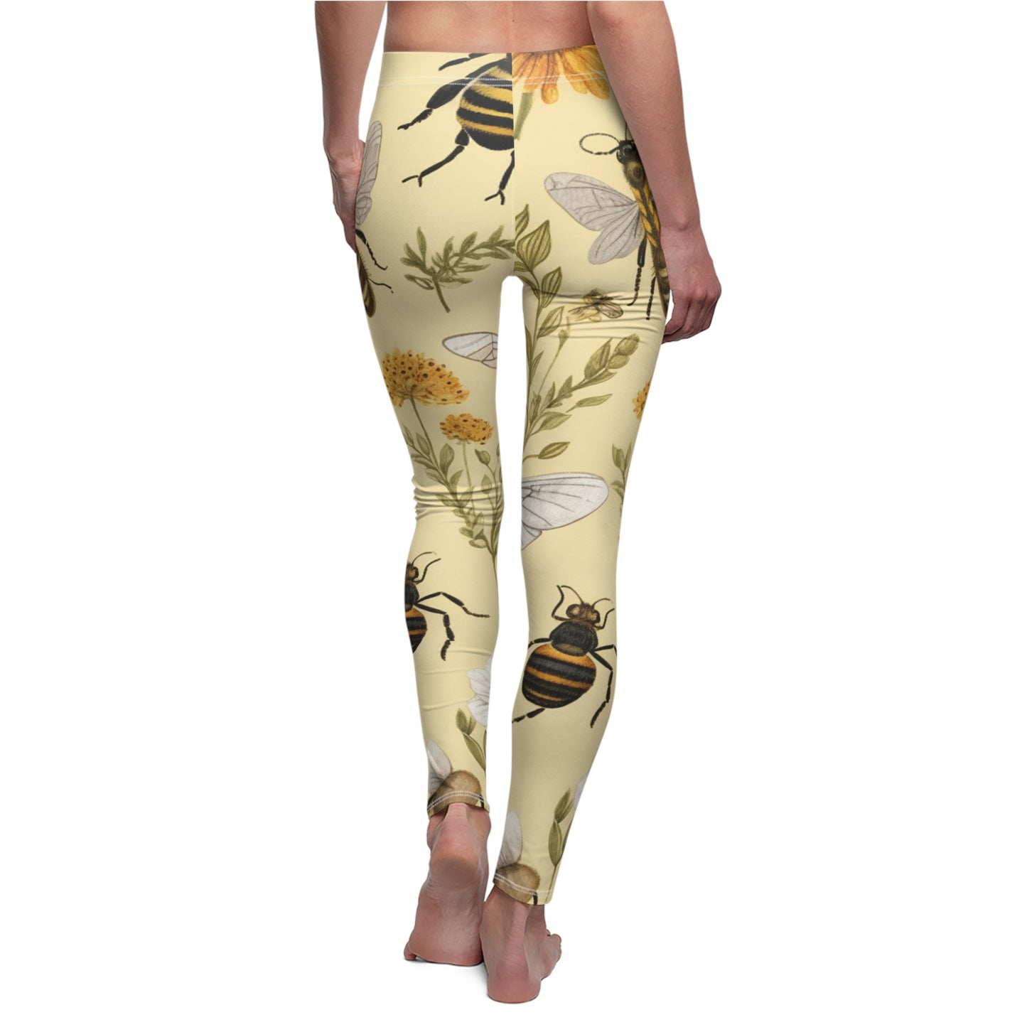 Whimsical Bees & Honeycombs Nature-Friendly Pattern Design Women's Cut & Sew Casual Leggings (AOP)