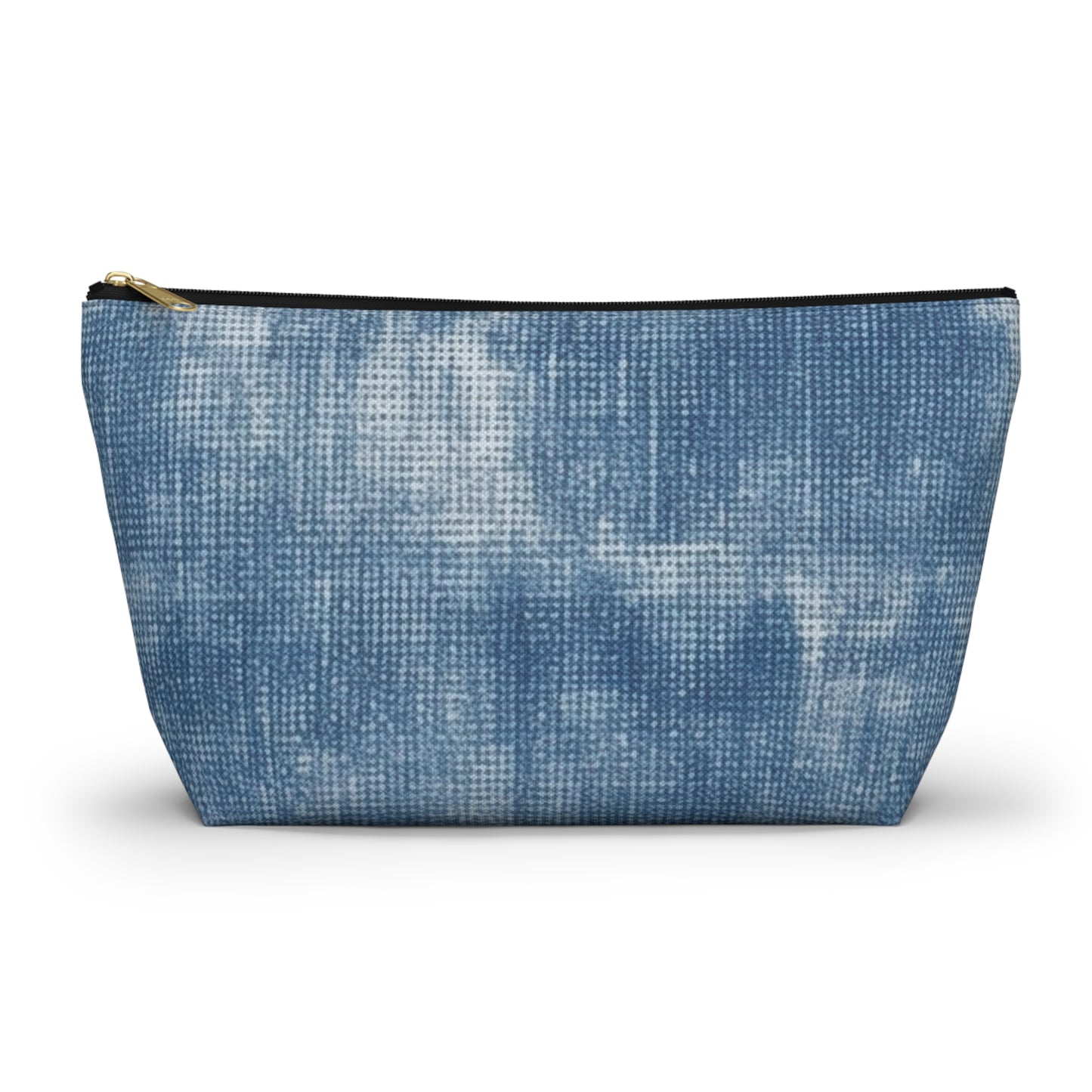 Faded Blue Washed-Out: Denim-Inspired, Style Fabric - Accessory Pouch w T-bottom