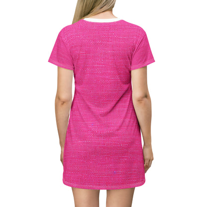 Hot Neon Pink Doll Like: Denim-Inspired, Bold & Bright Fabric - T-Shirt Dress (AOP)