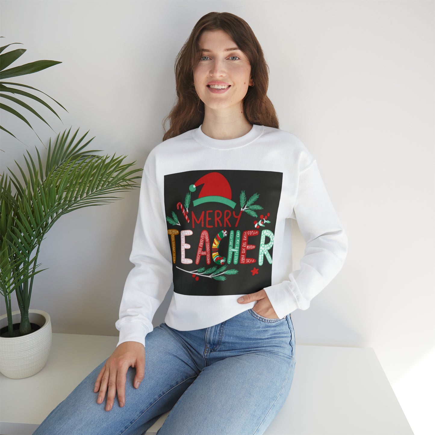 Merry Teacher Winter Holiday - Unisex Heavy Blend™ Crewneck Sweatshirt