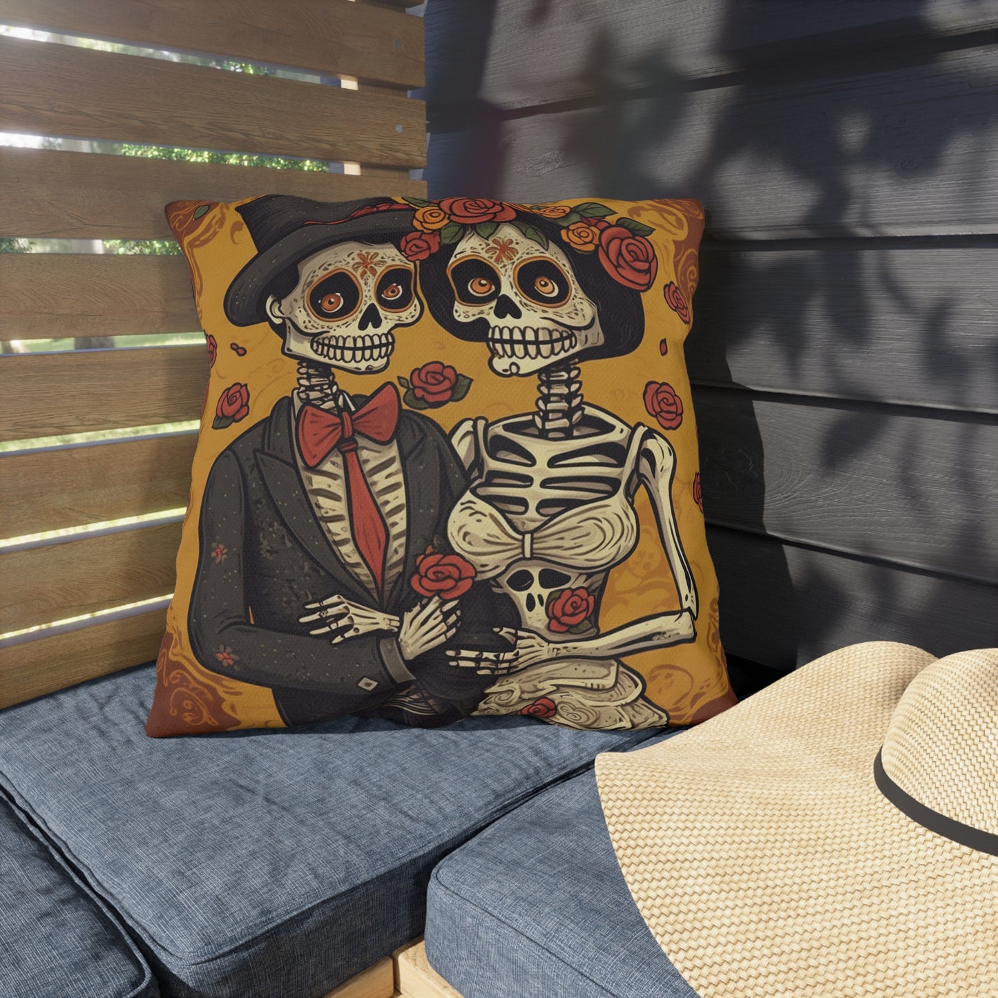 Halloween Wedding Marriage, Bride & Groom - Forever Soulmates - Outdoor Pillows