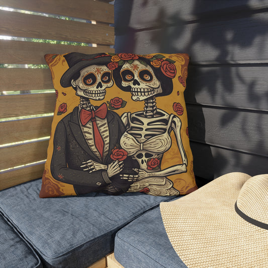 Halloween Wedding Marriage, Bride & Groom - Forever Soulmates - Outdoor Pillows