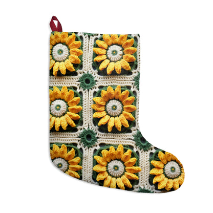 Elegancia de crochet de girasol, diseño Granny Square, motivo floral radiante. Lleva la calidez de los girasoles a tu espacio - Medias navideñas