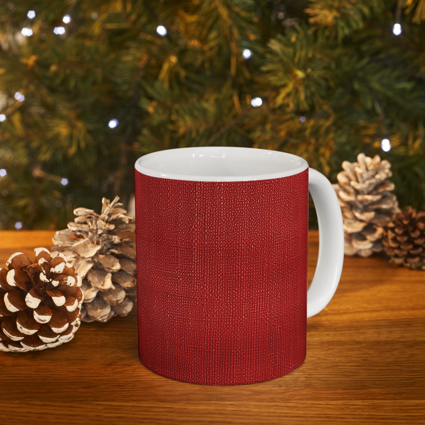 Juicy Red Berry Blast: Denim Fabric Inspired Design - Ceramic Mug 11oz