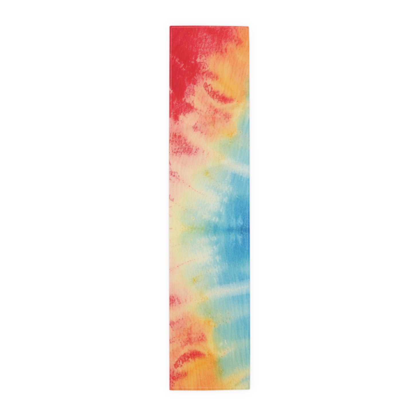 Rainbow Tie-Dye Denim: Espectáculo de diseño de tela multicolor vibrante - Camino de mesa (algodón, poliéster) 