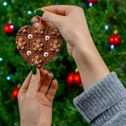 Gingerbread Man Crochet, Classic Christmas Cookie Design, Festive Yuletide Craft. Holiday Decor - Ceramic Ornament, 4 Shapes