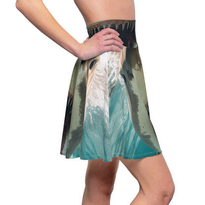 Bull Shark: River Monster Menace - Realistic Dark Water Predator - Women's Skater Skirt (AOP)