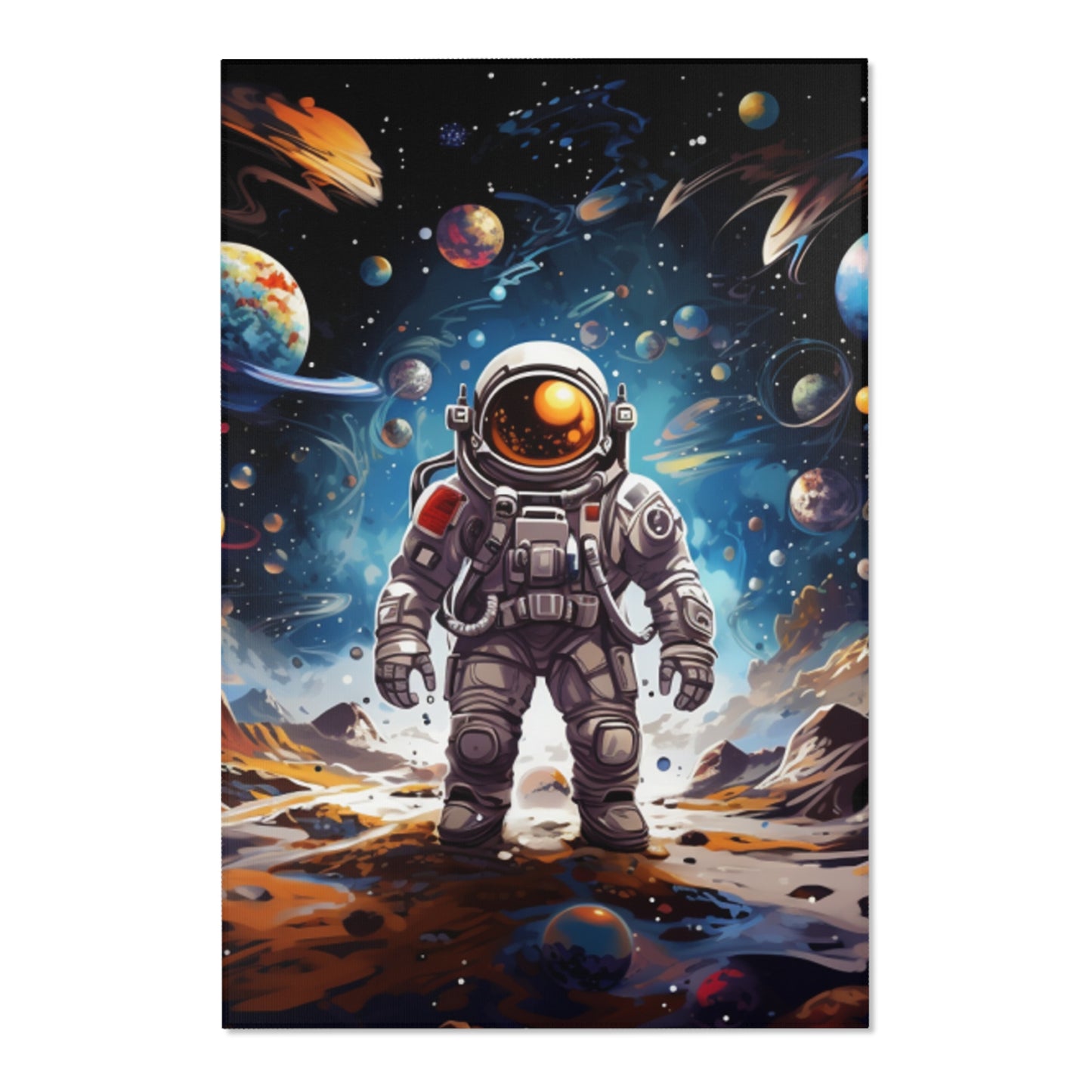 Galactic Voyage: Astronaut Journey in Celestial Star Cosmic Exploration - Area Rugs
