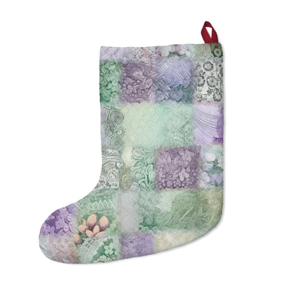 Medley Patchwork - Muted Pastels, Gingham & Lace, Boho Paisley Mix, Quilted Aesthetic Design - Christmas Stockings