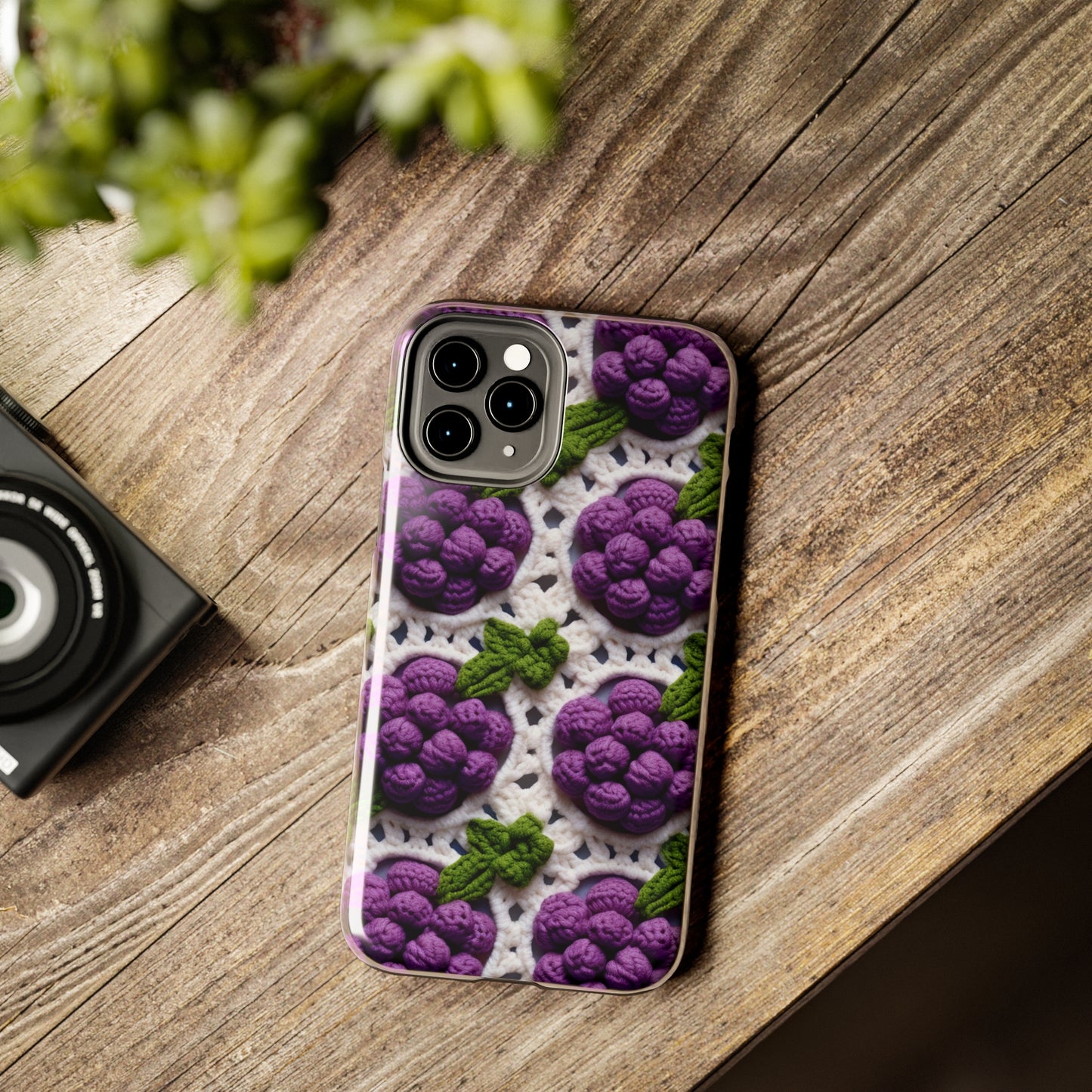 Crochet Grapes Pattern - Granny Square Design - Fresh Fruit Pick - Orchard Purple Snack Food - Tough Phone Cases