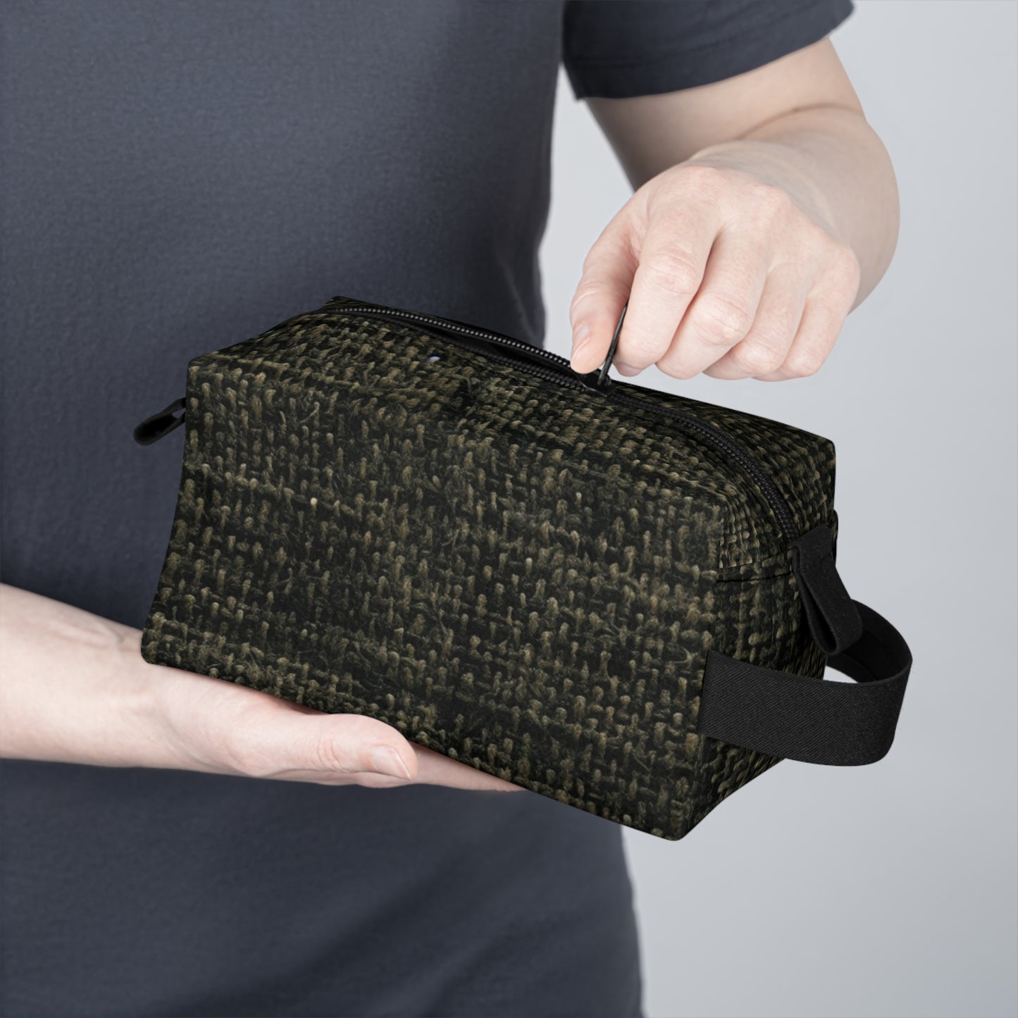 Sophisticated Seamless Texture - Black Denim-Inspired Fabric - Toiletry Bag