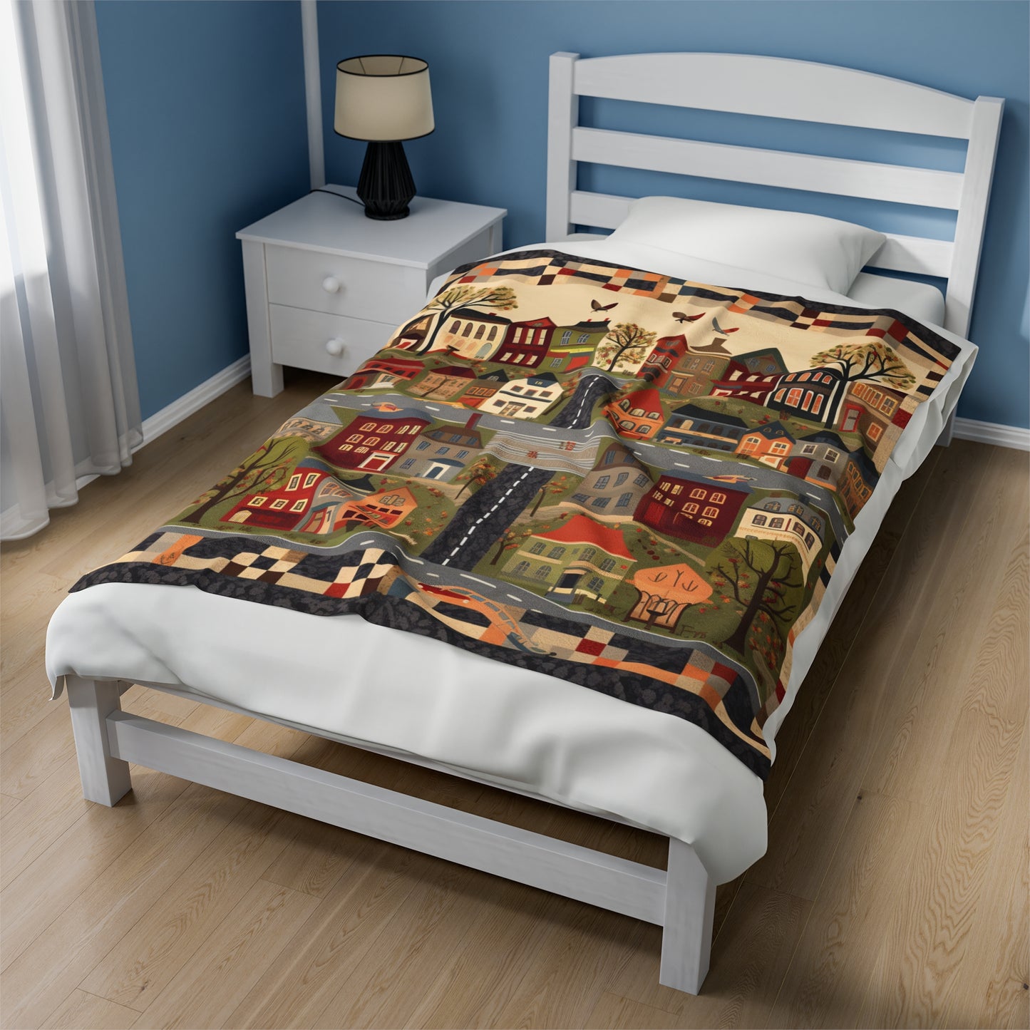 Home Town Quilt Design - Velveteen Plush Blanket