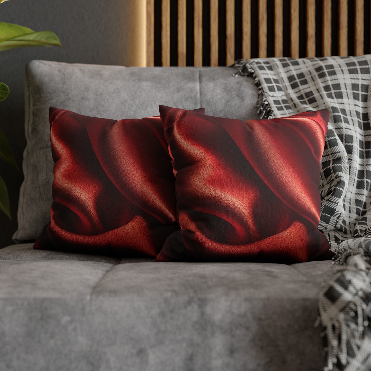 Red Silk, Spun Polyester Square Pillowcase