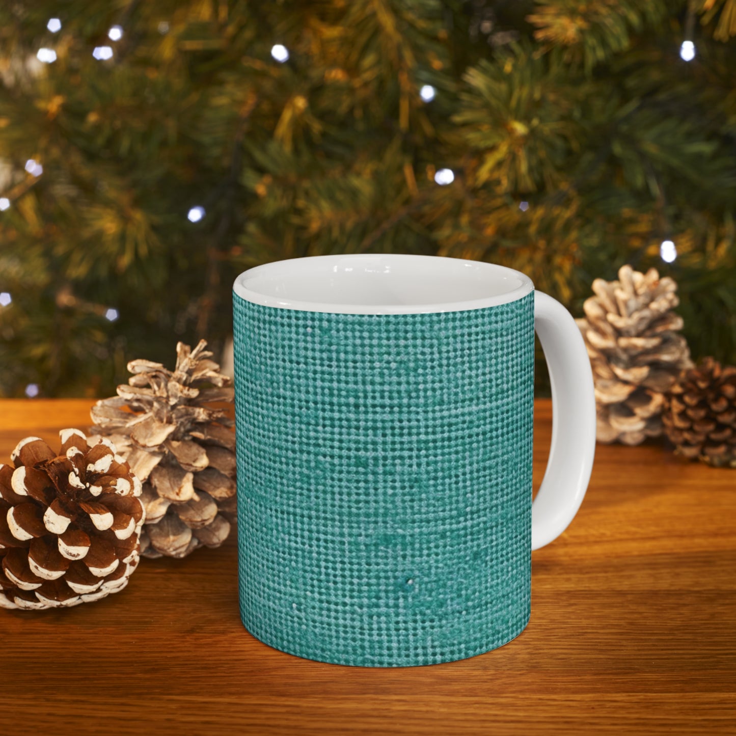 Quality Mint Turquoise Denim  Fabric Deisgn, Stylish Material - Ceramic Mug 11oz