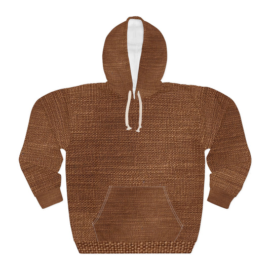 Luxe Dark Brown: Denim-Inspired, Distinctively Textured Fabric - Unisex Pullover Hoodie (AOP)