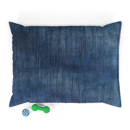 Indigo Splash: Washed Denim Reverie in Deep Blue -  Dog & Pet Bed