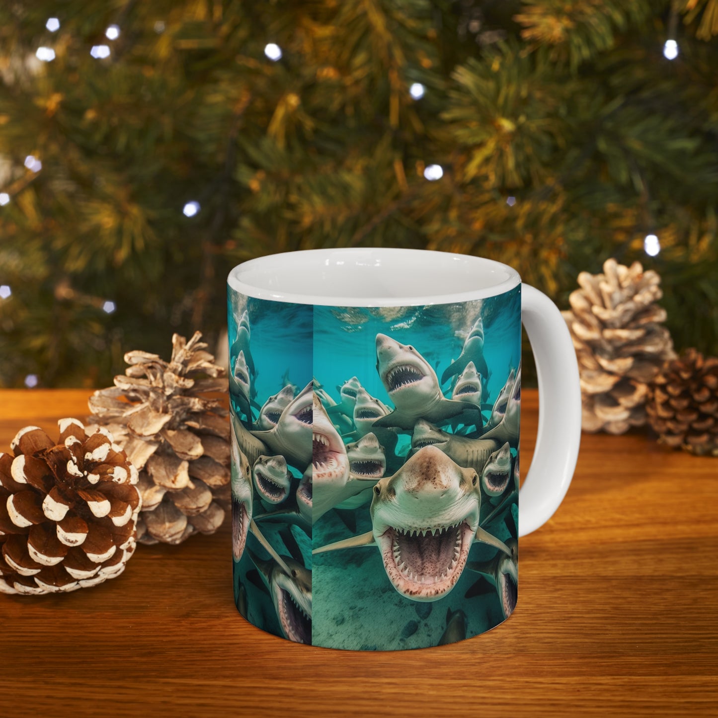 Tiburones limón risueños: Joyful Sea Jaws Ocean Deep - Taza de cerámica 11oz