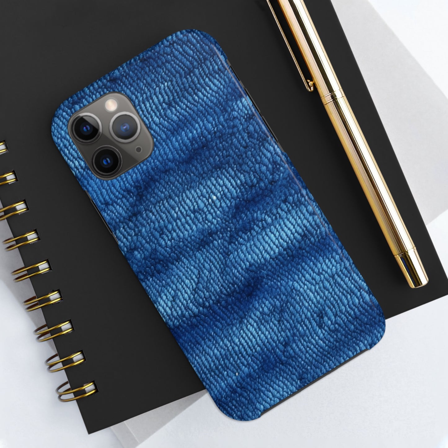 Blue Spectrum: Denim-Inspired Fabric Light to Dark - Tough Phone Cases