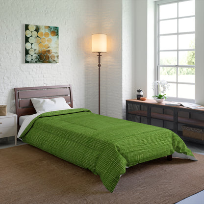 Olive Green Denim-Style: Seamless, Textured Fabric - Comforter