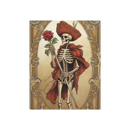 Death Card Tarot - Skeleton, Rose, and Transformation Journey - Metal Art Sign