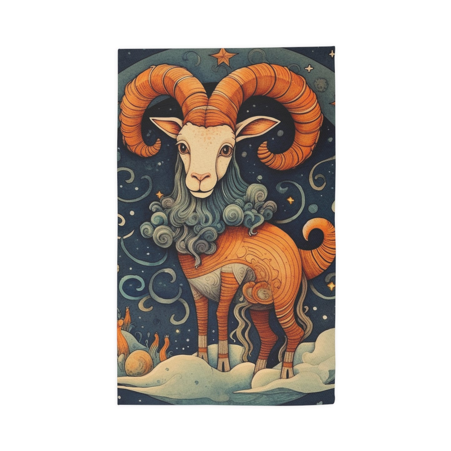 Capricorn Zodiac Children's Book Style Humorous Design - Dobby Rug