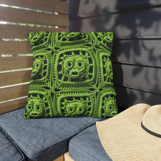 Halloween Green Alien Crochet Galactic Space Zombie Style - Outdoor Pillows