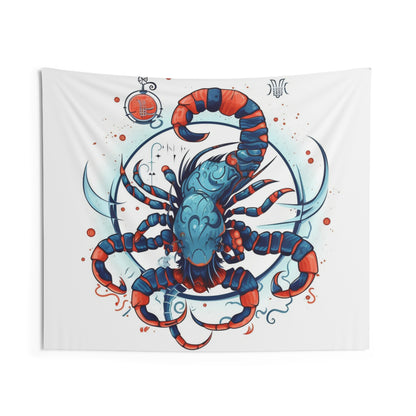 Cute Scorpio Zodiac Sign - Big Claws, Long Tail Cosmic Astrology Symbol - Indoor Wall Tapestries