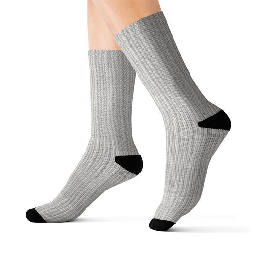 Chic White Denim-Style Fabric, Luxurious & Stylish Material - Sublimation Socks